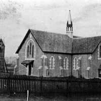 St. James Church of England during construction in 1869 in Toowoomba, Queensland, Australia