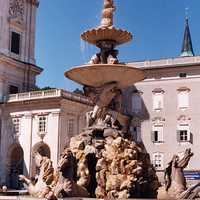 Fountain in the Residenzplatz in Salzburg, Austria