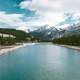 Scenic River Landscape and mountains in Jasper National Park, Alberta, Canada