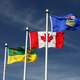 Flags of Canada, Alberta, and Saskatchewan in Lloydminster
