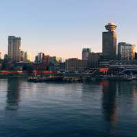 Skyline of Vancouver near the docks in British Columbia, Canada