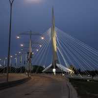 Lighted Bridge at Night in Winnipeg