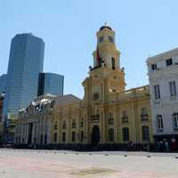 Architecture and buildings on the streets in the Santiago, Chile