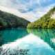Emerald water lake at Plitvice lakes
