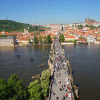 Bridge across the water in Prague