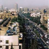 Cityscape view of the Main Street in Giza, Egypt