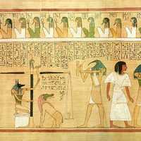 Weighing of the heart scene from the Book of the Dead, Egypt