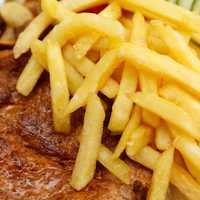 Fries over the steak