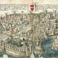 Rhodes city, around 1490 in Greece