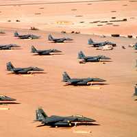 F-15Es parked during Operation Desert Shield in the Gulf War