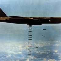 Bomber dropping bombs in Operation Linebacker during the Vietnam War