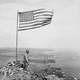 U.S. flag over Mount Suribachi in Iwo Jima, World War II