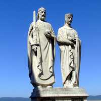 Statue of King Stephen I. and Queen Gisela in Veszprem, Hungary