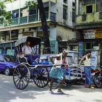Riksha in the road in Calcutta, India