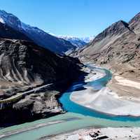 Indus River Valley landscape with mountains