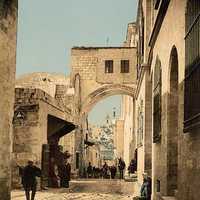 Arch of Ecce Homo around 1900 in Jerusalem, Israel
