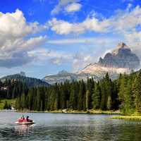 Lake Misurina with clouds and sky landscape