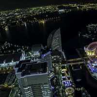 Minato Mirai from the Landmark Tower at night in Yokohama, Japan