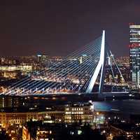 Night Time Cityscape of Rotterdam, Netherlands