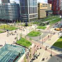 Plaza and City center in Rotterdam, Netherlands