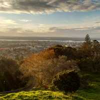 Landscape and cityscape with light from above in Auckland, New Zealand