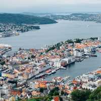 Aerial City view of Bergen