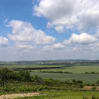 Landscape View  with sky and clouds and farms