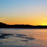 Sunset over the Frozen Lake