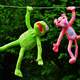 Plush toys of Kermit and Pink Panther