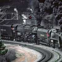 Steam Locomotive train with black smoke coming out