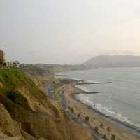 Shoreline Landscape and Road in Lima, Peru