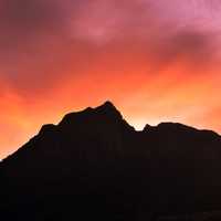 Dusk and sky behind the mountains in Cape Town, South Africa