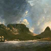 Table Mountain from Capt. Cook's ship HMS Resolution in 1772