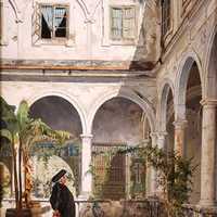 Patio of the Convent of San Francisco in 1881 in Cadiz, Spain