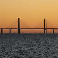 Øresund Bridge connecting Malmo to Denmark