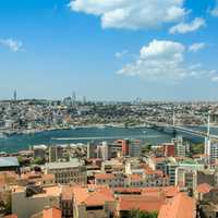 Cityscape and buildings under the blue sky in Istanbul, Turkey