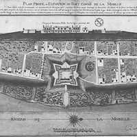 Mobile and the pentagonal Fort Condé in 1725 in Alabama