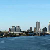 Skyline of Mobile, Alabama from the Gulf