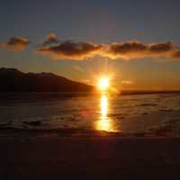 Sunset over the waters at Anchorage, Alaska