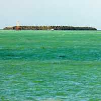 Island among blue-green water in Key West, Florida