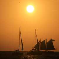 Boats under the fading sun at Key West, Florida