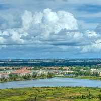Landscape with clouds in Orlando, Florida with lake