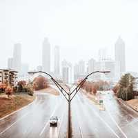 Rainy day Skyline with highways in Atlanta, Georgia