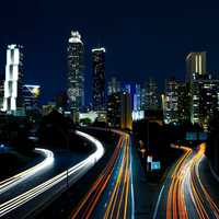 Skyline with lights and roads in Atlanta, Georgia