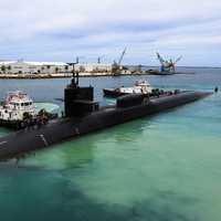 Submarines and ships at Guam Harbor
