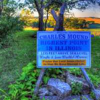Sign marking the top of Illinois at Charles Mound, Illinois