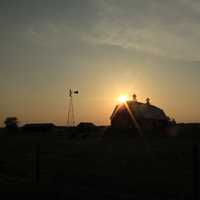 Sunset behind Barn at Prophetstown State Park, Indiana