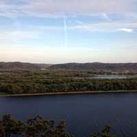 Sky and river view from Hanging Rock at Effigy Mounds, Iowa