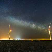 Milky Way Galaxy over rural farms in Iowa