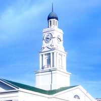 The Clark County Court House clock in Winchester, Kentucky